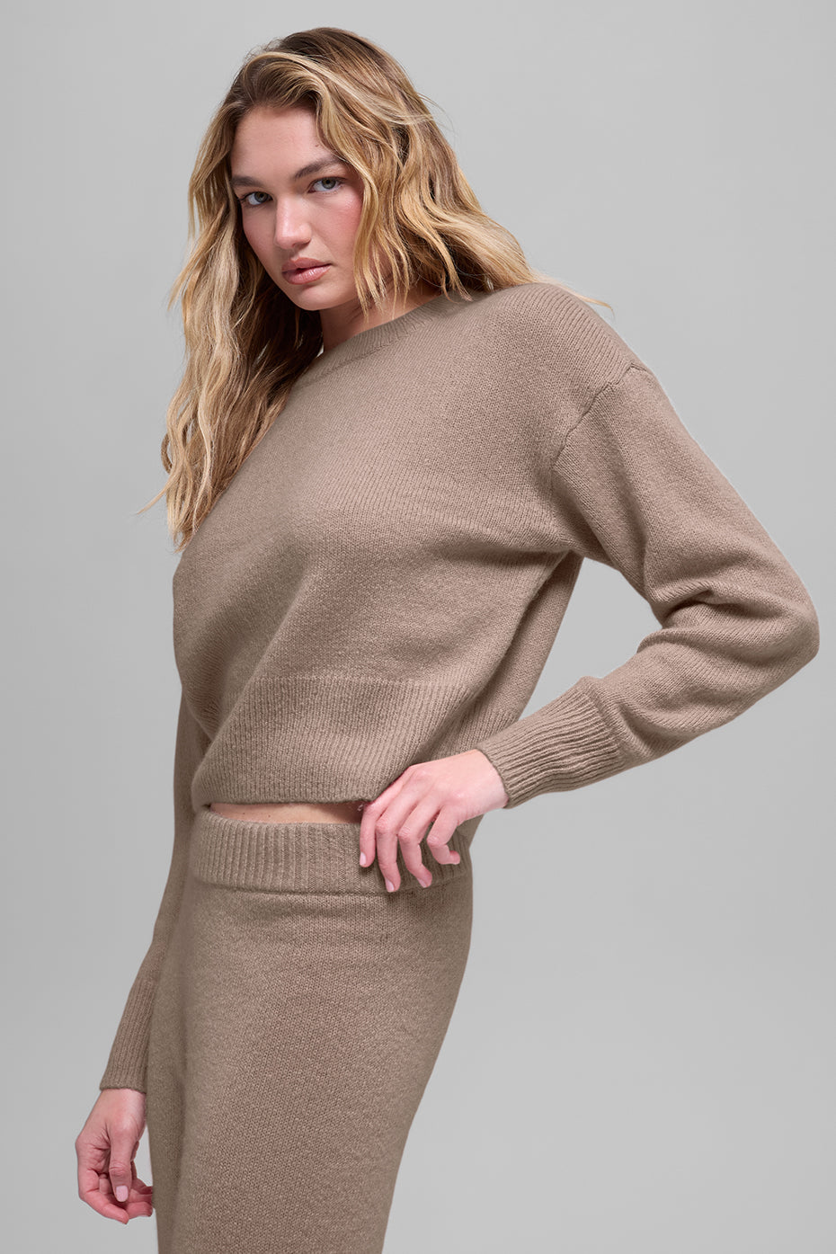 Wool Cashmere Cropped New Class Crewneck Sweater