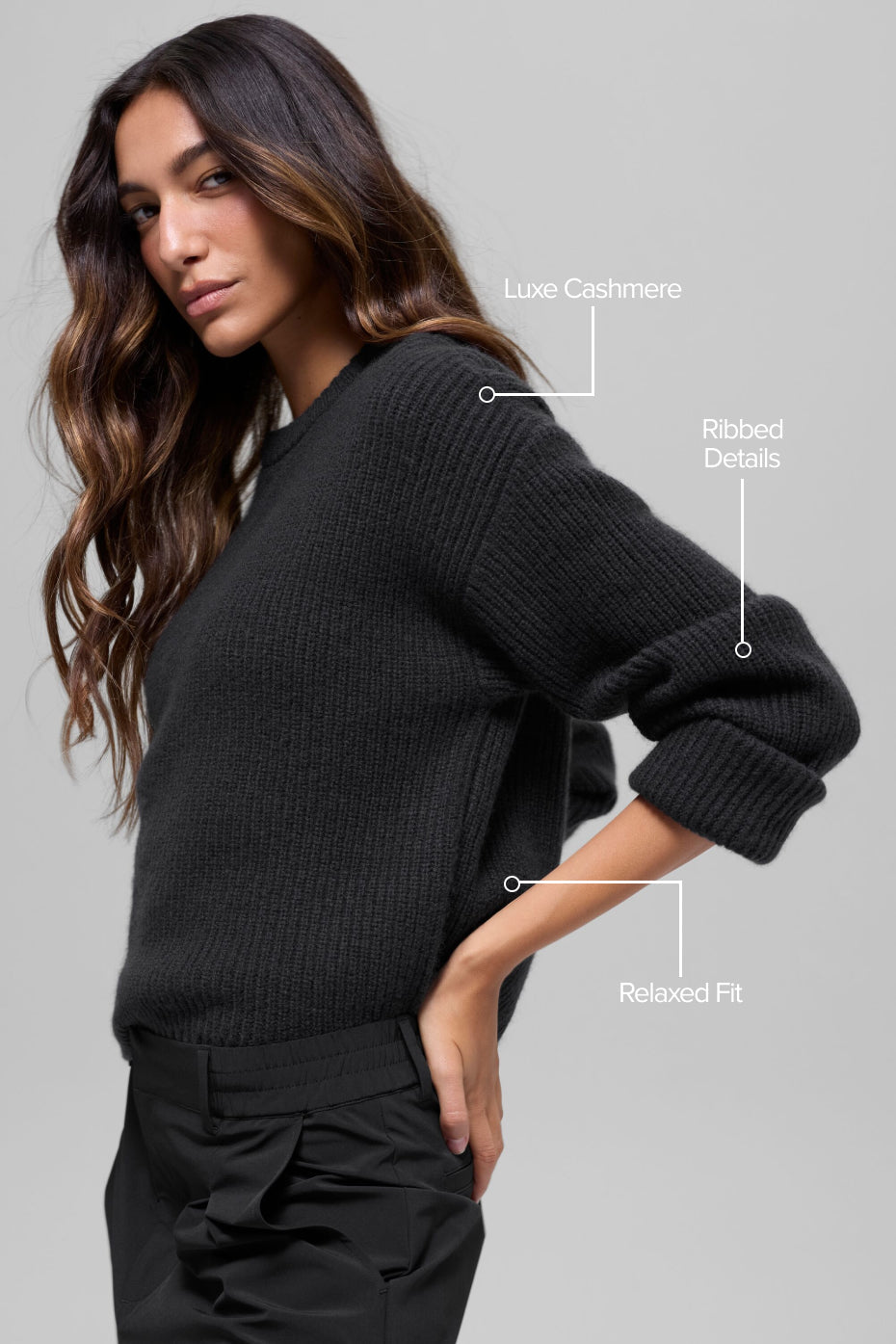 Wool Cashmere Ribbed Noble Crewneck Sweater