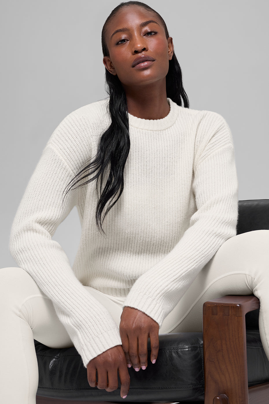 Wool Cashmere Ribbed Noble Crewneck Sweater