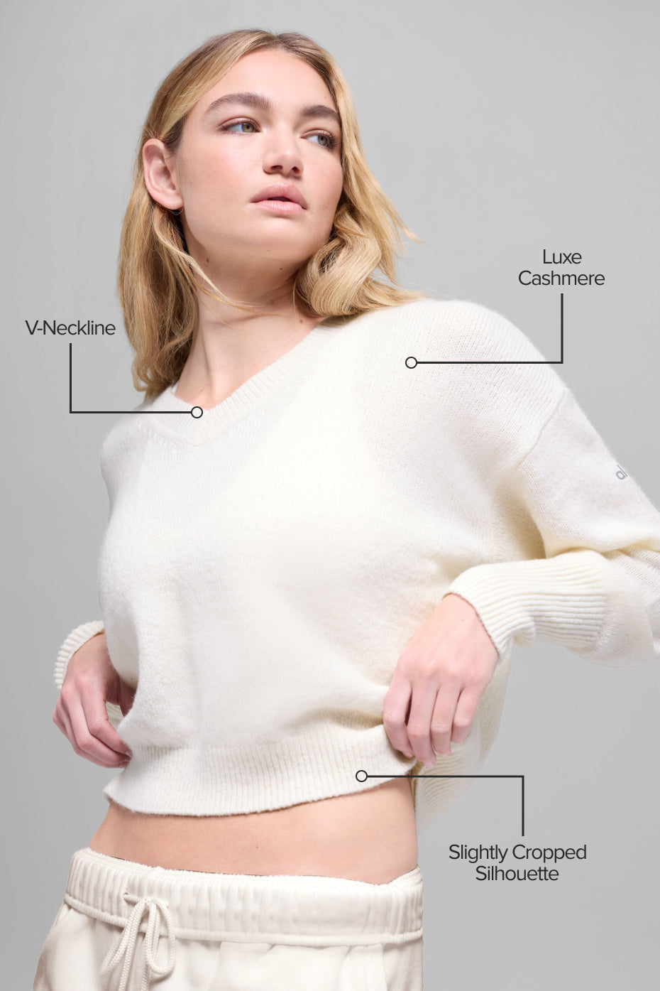 Wool Cashmere Cropped New Class V-Neck Sweater