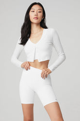 Ribbed Cropped Whisper Cardigan