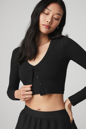Ribbed Cropped Whisper Cardigan