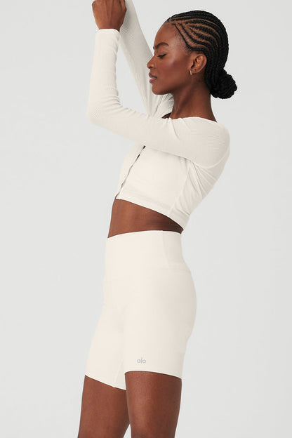 Ribbed Cropped Whisper Cardigan