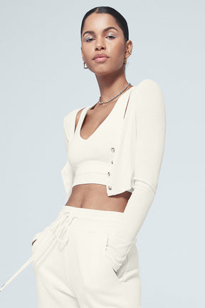 Ribbed Cropped Whisper Cardigan