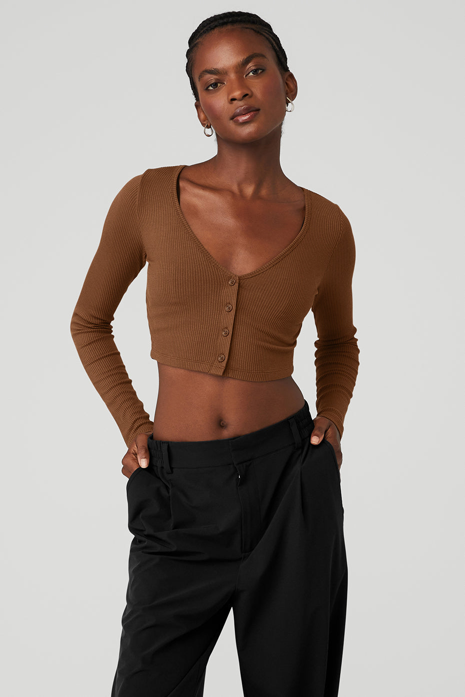 Ribbed Cropped Whisper Cardigan