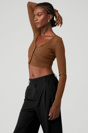 Ribbed Cropped Whisper Cardigan
