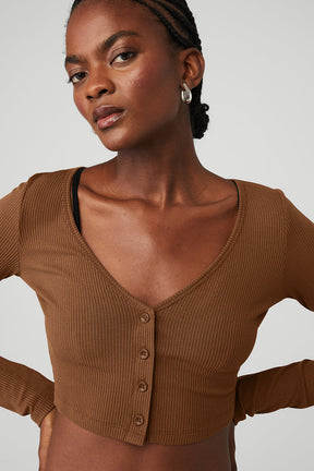 Ribbed Cropped Whisper Cardigan
