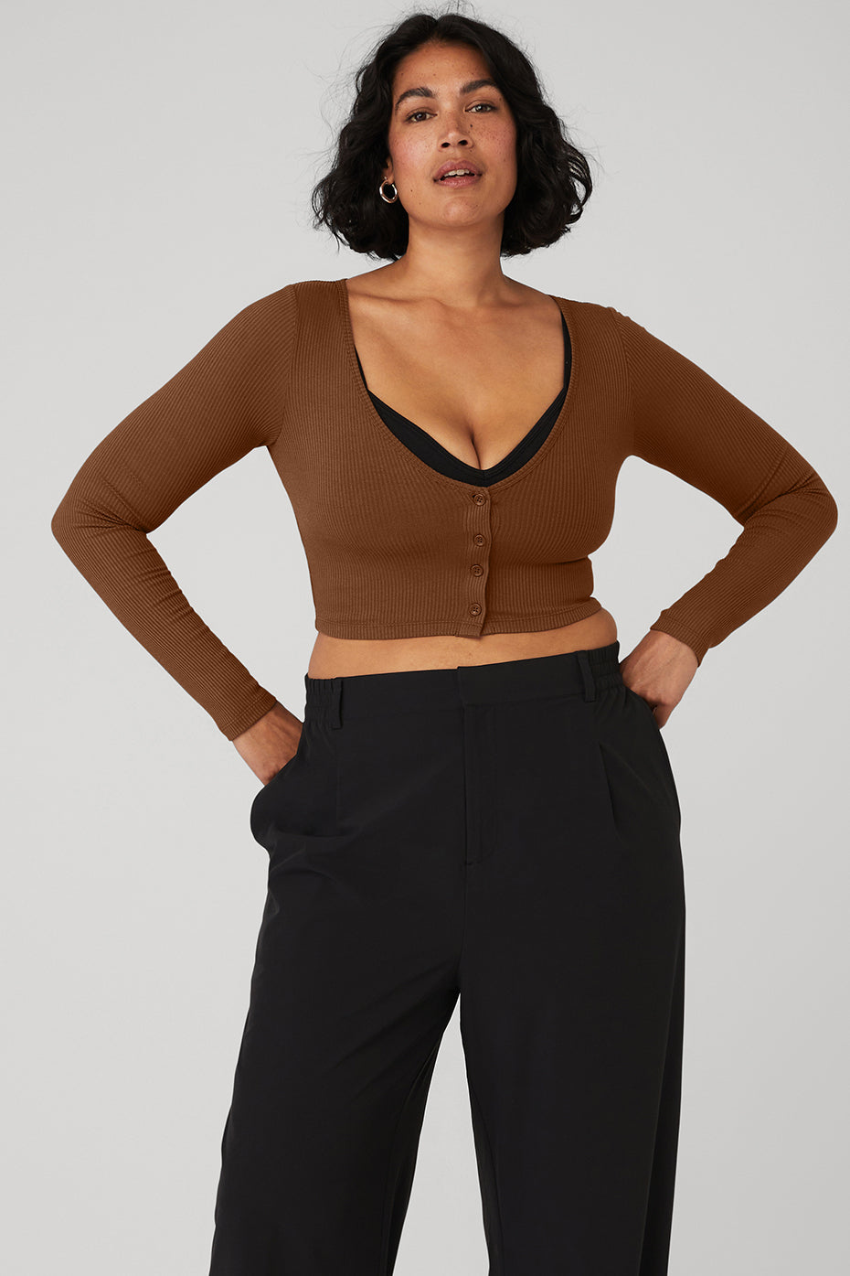 Ribbed Cropped Whisper Cardigan