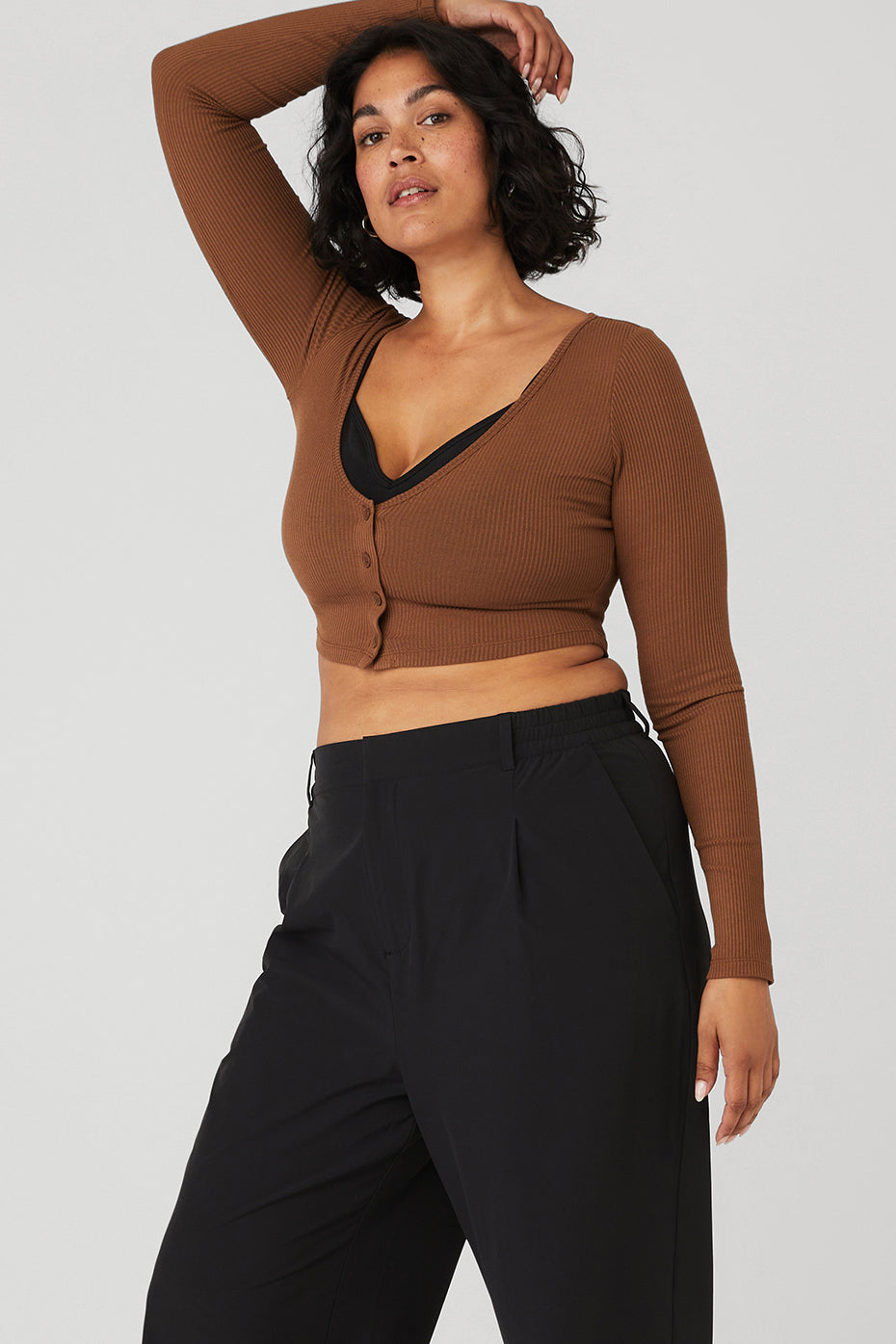 Ribbed Cropped Whisper Cardigan