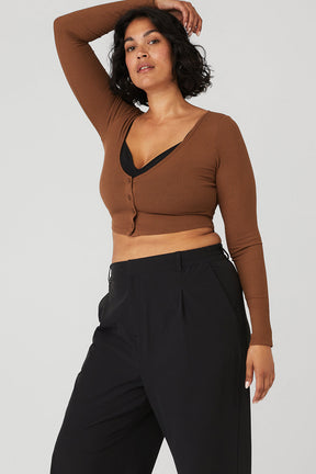 Ribbed Cropped Whisper Cardigan