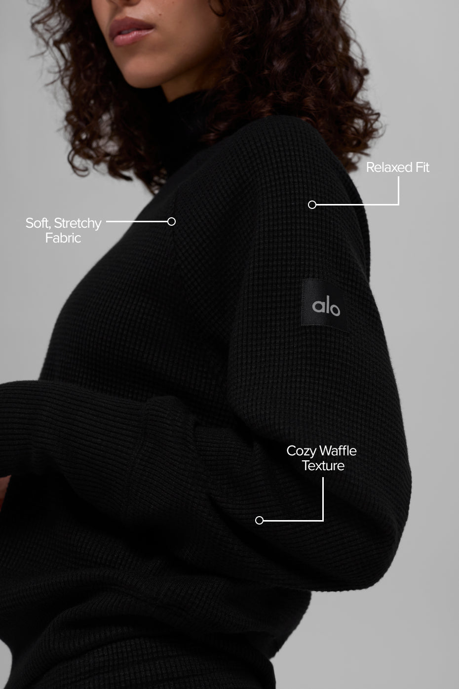 Waffle Weekend Escape Mock Neck Long Sleeve