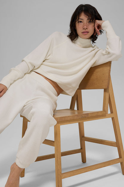 Waffle Weekend Escape Mock Neck Long Sleeve
