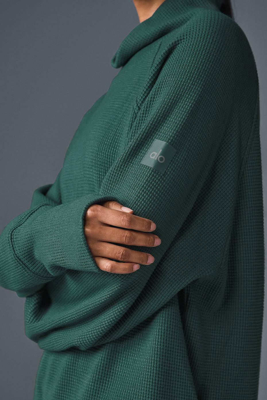 Waffle Weekend Escape Mock Neck Long Sleeve