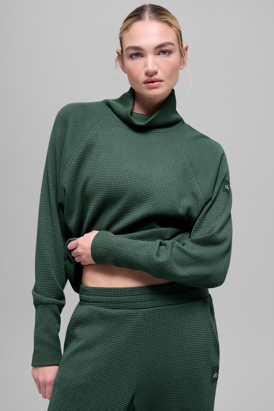 Waffle Weekend Escape Mock Neck Long Sleeve