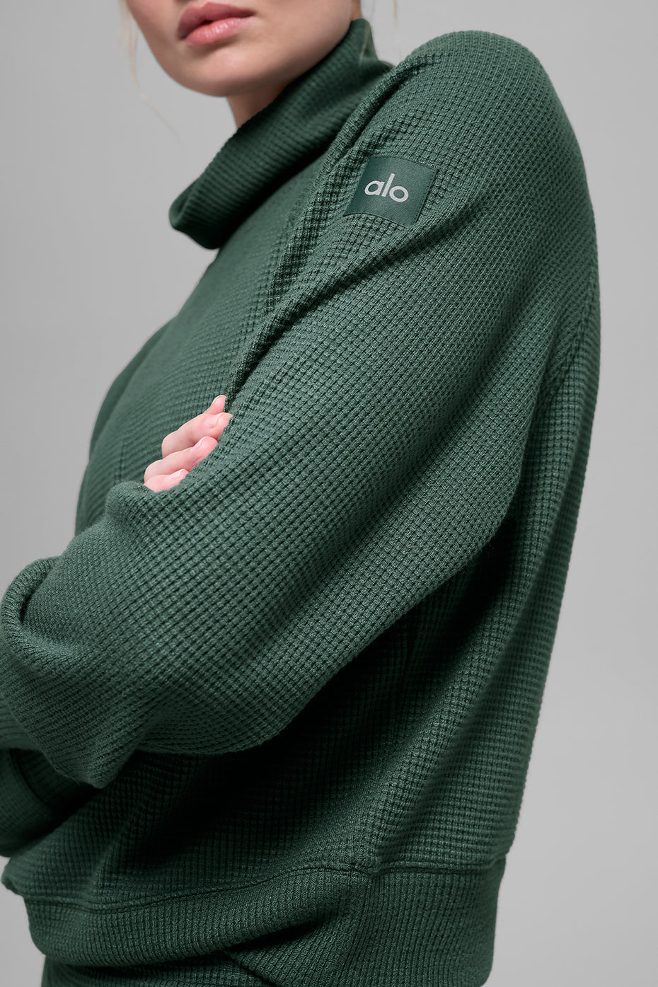 Waffle Weekend Escape Mock Neck Long Sleeve