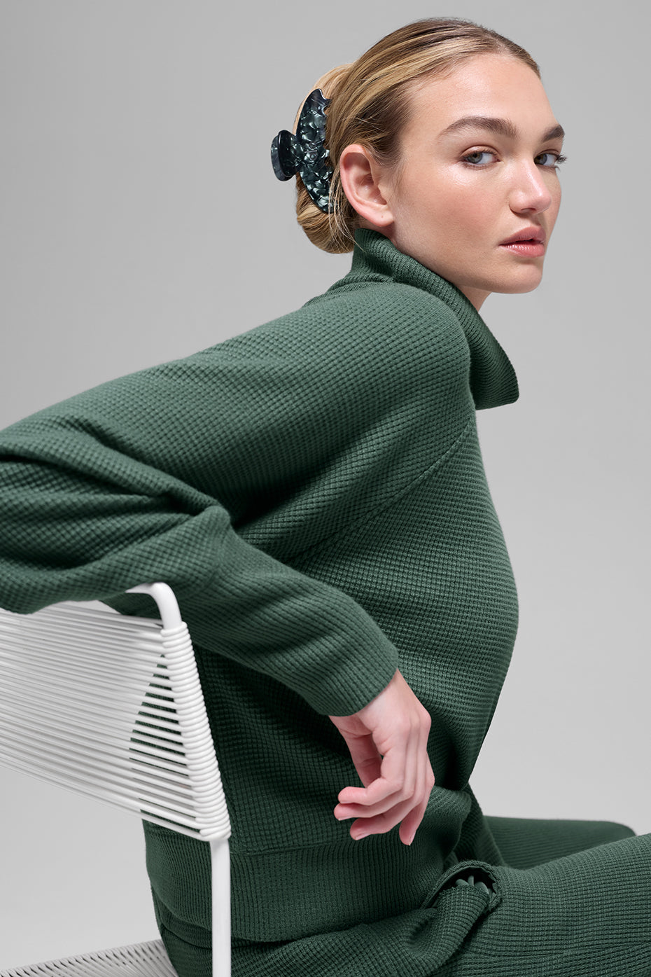 Waffle Weekend Escape Mock Neck Long Sleeve