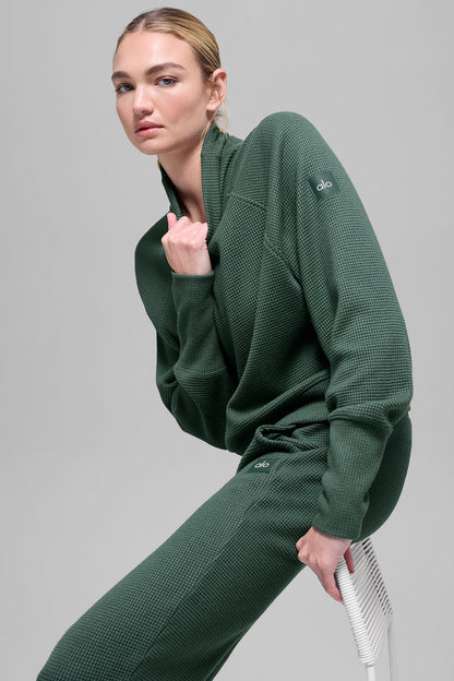 Waffle Weekend Escape Mock Neck Long Sleeve