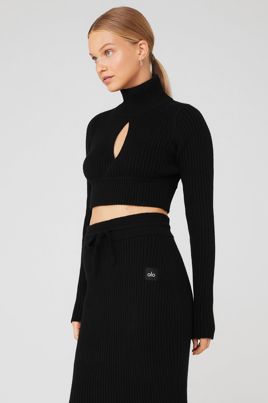 Cashmere Ribbed Winter Dream Cropped Turtleneck