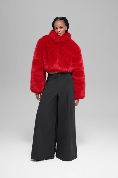 Opulent Faux Fur Cropped Jacket