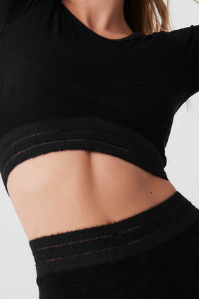 Seamless Luxe Terry Coverup featuring soft, stretchy fabric with an inverted V hem for a stylish lounge look.