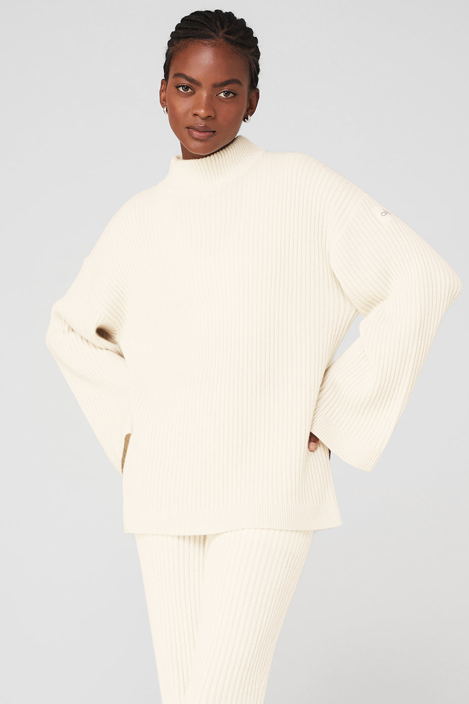 Cashmere Ribbed Winter Dream Mock Neck Coverup
