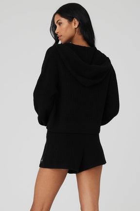 Cashmere Plush Waffle Full Zip Hoodie