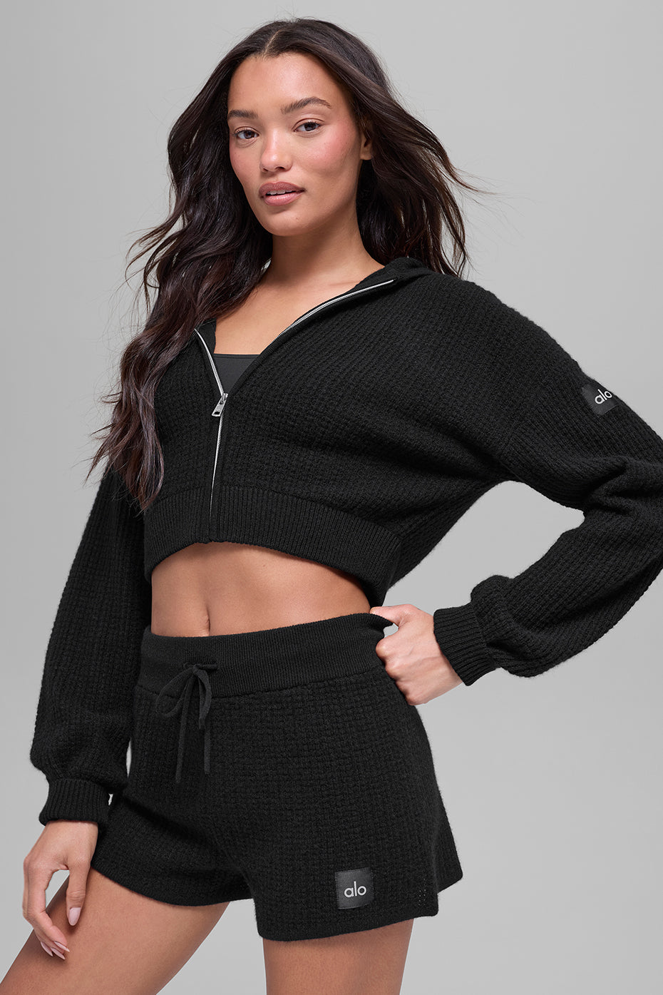 Cashmere Plush Waffle Full Zip Hoodie