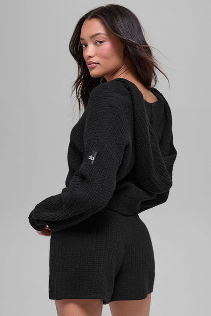 Cashmere Plush Waffle Full Zip Hoodie
