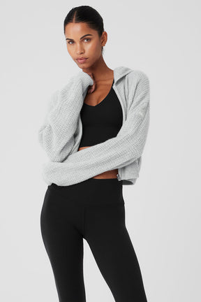 Cashmere Plush Waffle Full Zip Hoodie