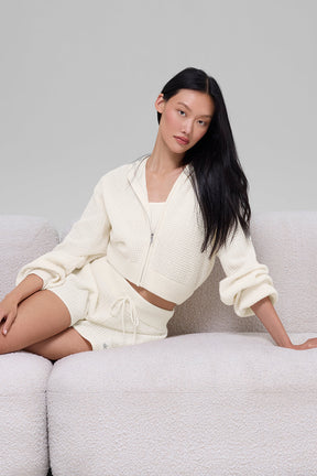 Cashmere Plush Waffle Full Zip Hoodie