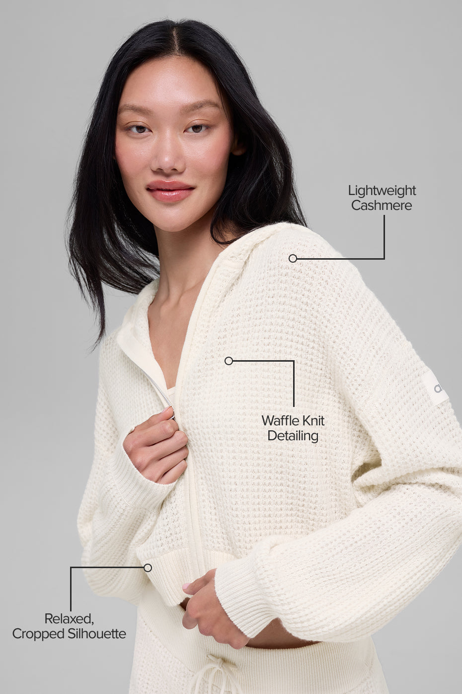 Cashmere Plush Waffle Full Zip Hoodie