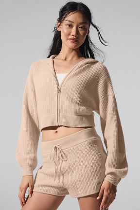 Cashmere Plush Waffle Full Zip Hoodie