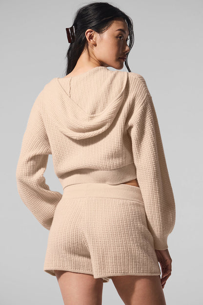 Cashmere Plush Waffle Full Zip Hoodie