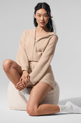 Cashmere Plush Waffle Full Zip Hoodie