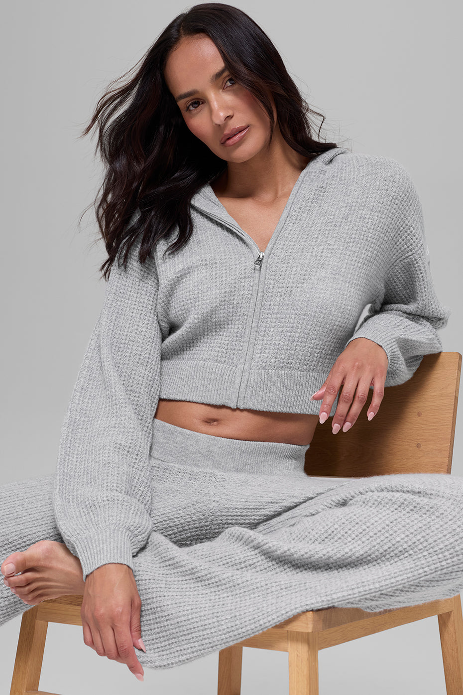 Cashmere Plush Waffle Full Zip Hoodie