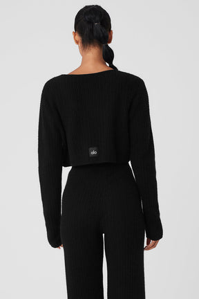 Cashmere Plush Waffle Cropped Long Sleeve