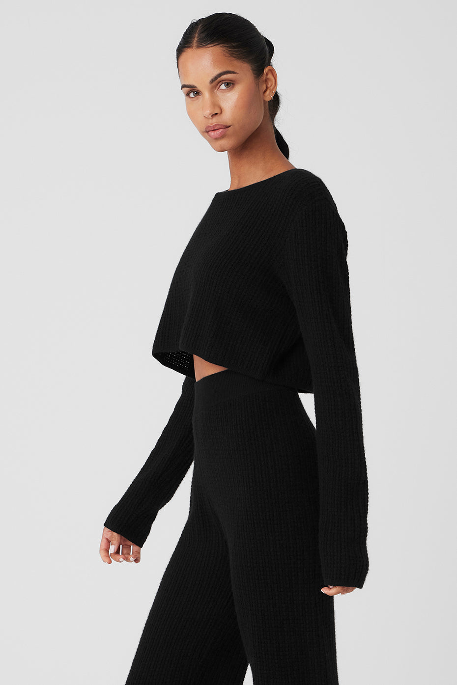 Cashmere Plush Waffle Cropped Long Sleeve