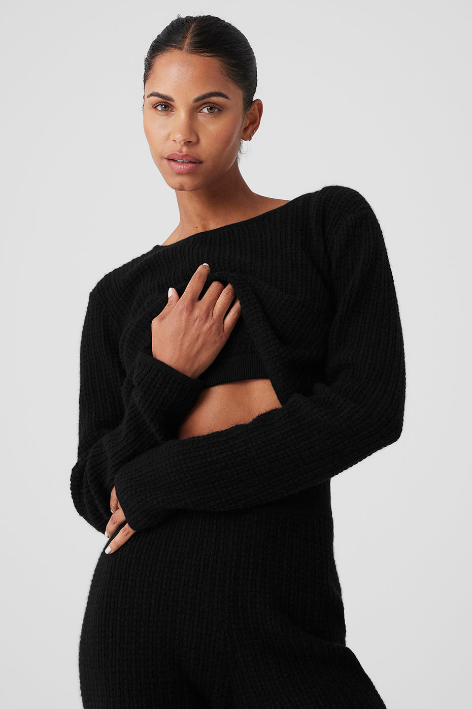 Cashmere Plush Waffle Cropped Long Sleeve