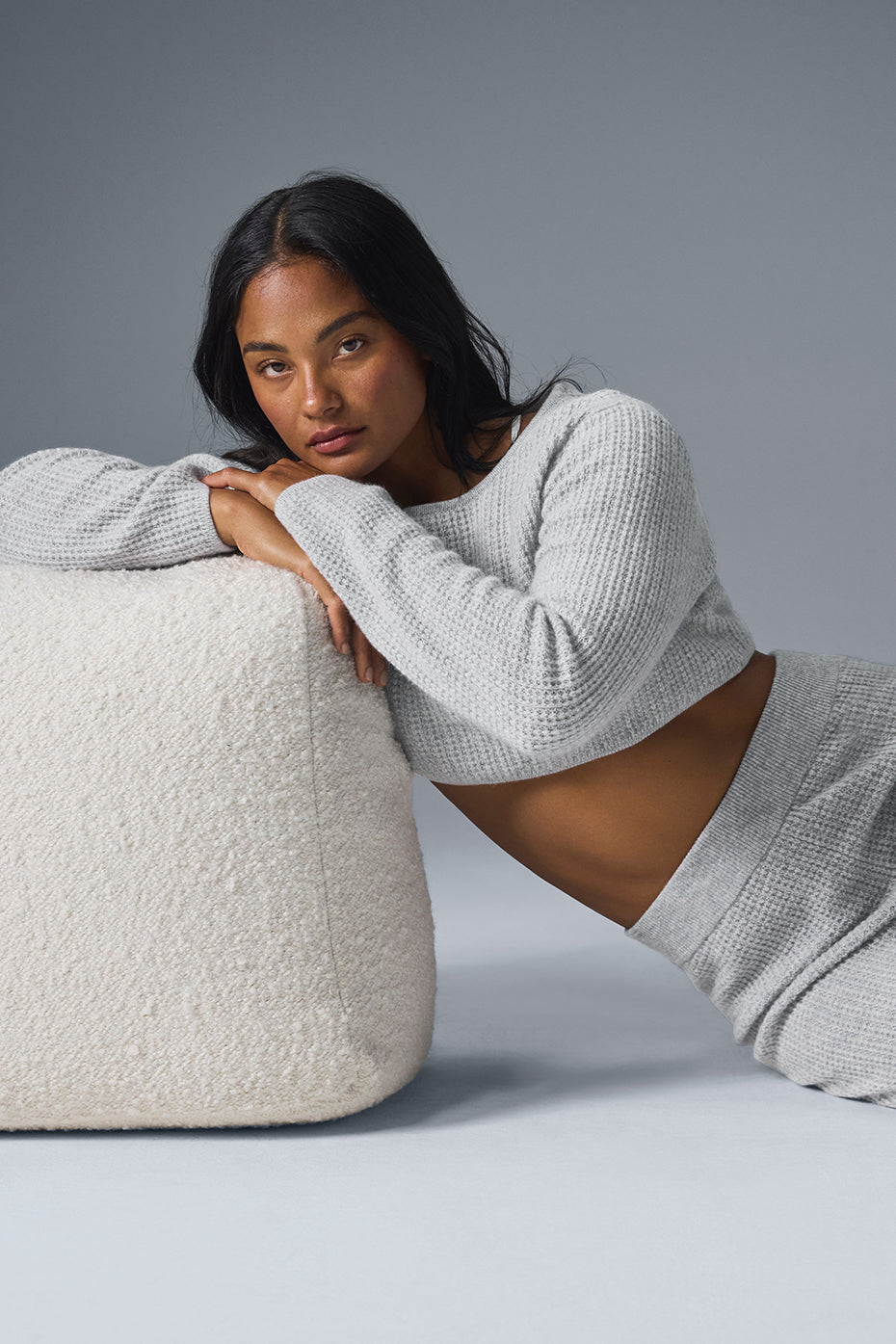 Cashmere Plush Waffle Cropped Long Sleeve