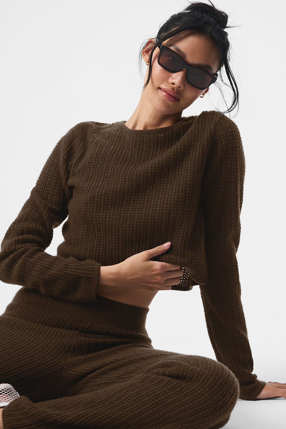 Cashmere Plush Waffle Cropped Long Sleeve