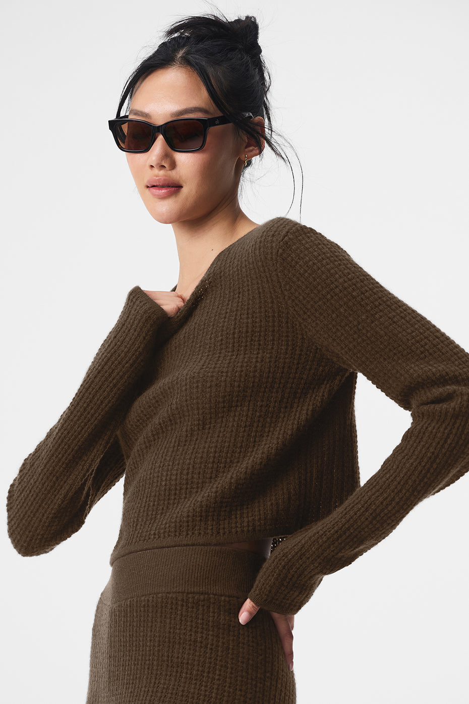 Cashmere Plush Waffle Cropped Long Sleeve