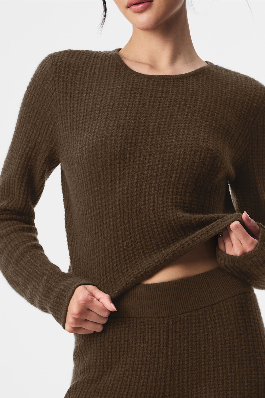 Cashmere Plush Waffle Cropped Long Sleeve