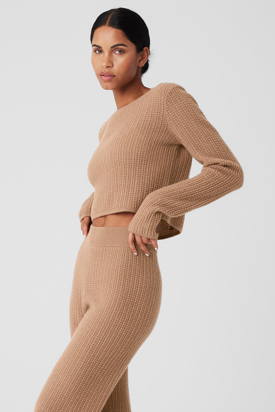 Cashmere Plush Waffle Cropped Long Sleeve