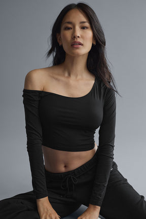 Asymmetric Sheer Glow Long Sleeve