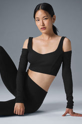 Ribbed Cropped Butterfly Long Sleeve