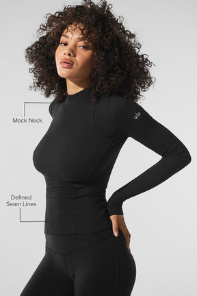 Ribbed Mesmerize Mock Neck Long Sleeve