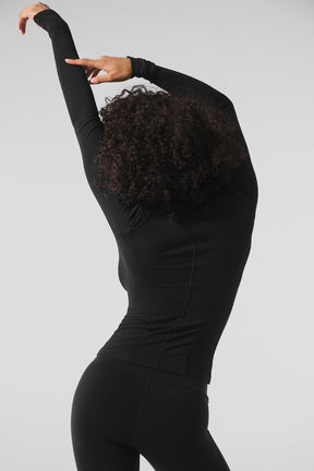 Ribbed Mesmerize Mock Neck Long Sleeve