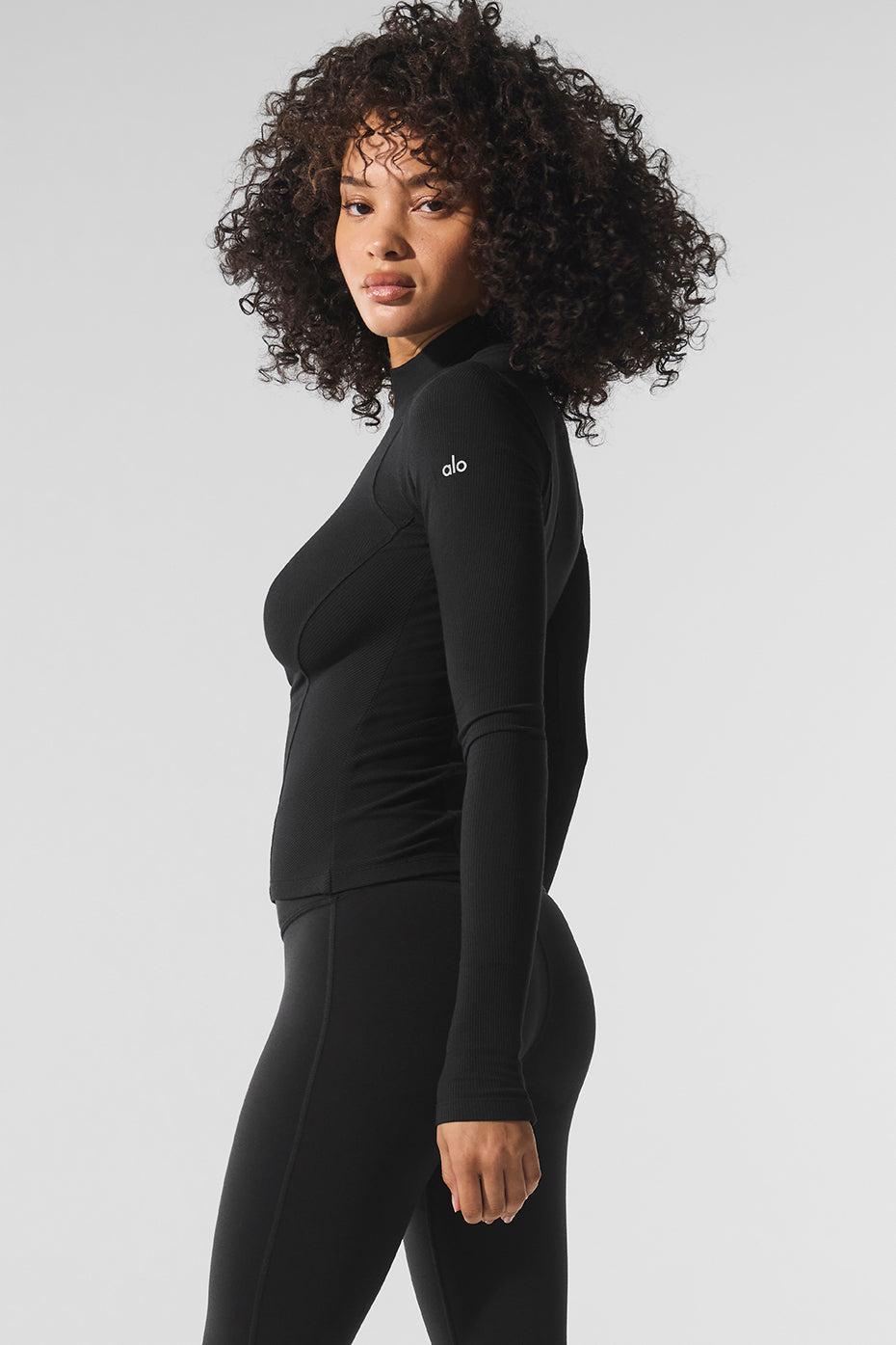 Ribbed Mesmerize Mock Neck Long Sleeve