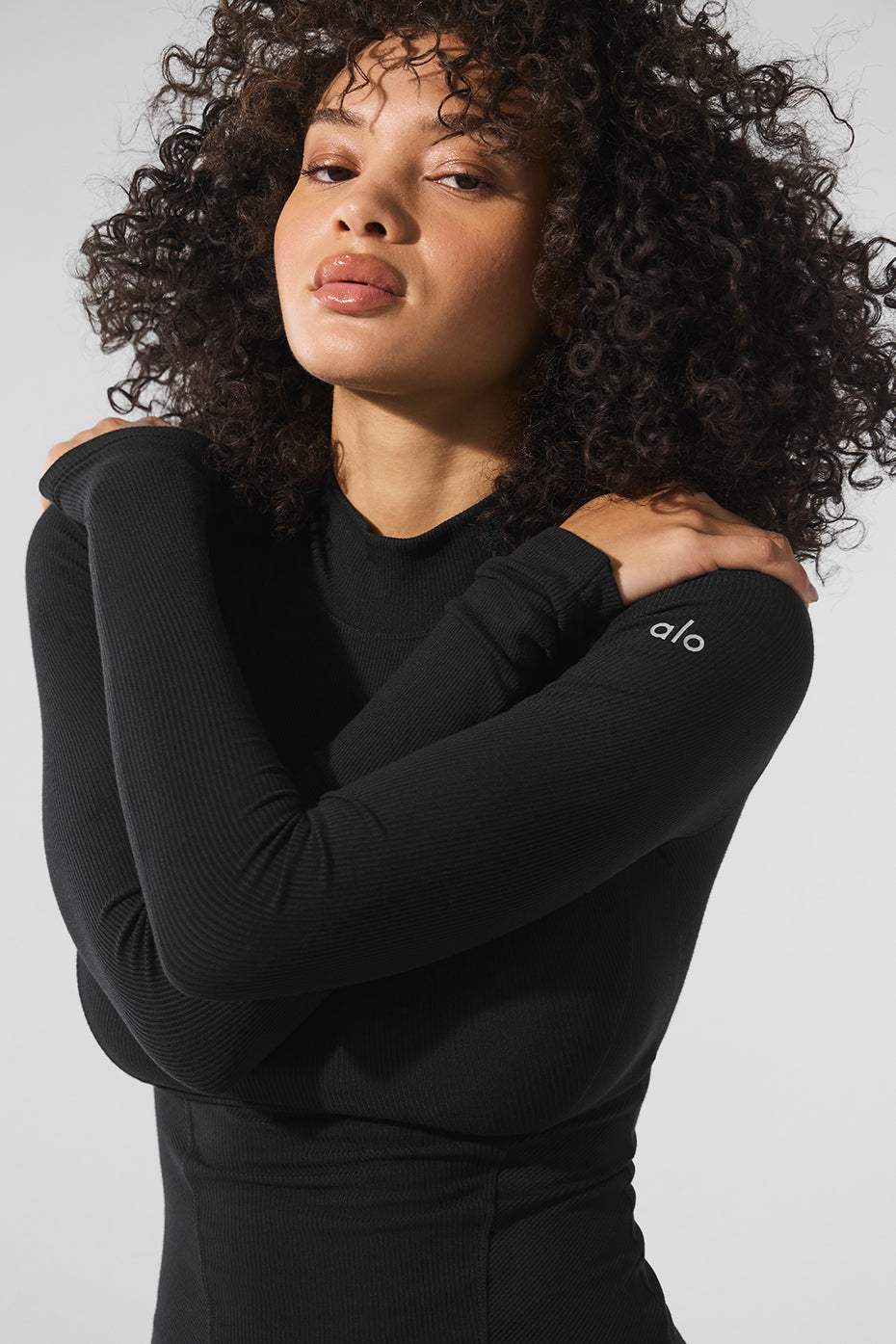 Ribbed Mesmerize Mock Neck Long Sleeve