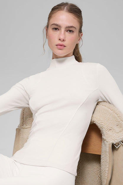 Ribbed Mesmerize Mock Neck Long Sleeve